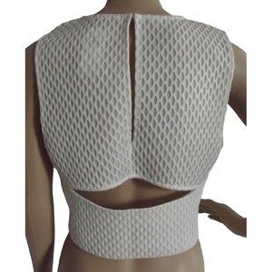 Express White Textured Crop Top